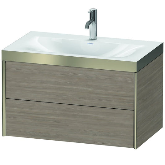 Duravit Xviu 31" x 20" x 19" Two Drawer C-Bonded Wall-Mount Vanity Kit With One Tap Hole, Silver Pine (XV4615OB131P)