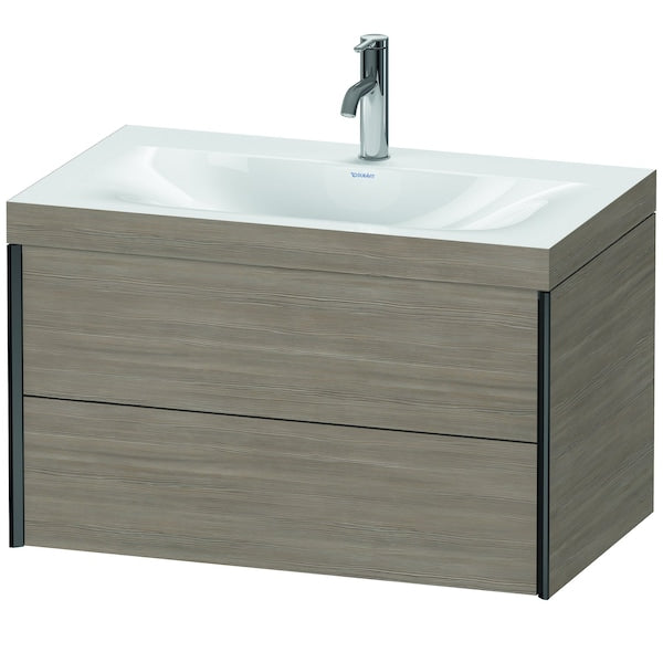 Duravit Xviu 31" x 20" x 19" Two Drawer C-Bonded Wall-Mount Vanity Kit With One Tap Hole, Silver Pine (XV4615OB231C)