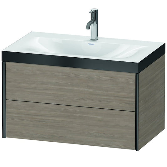 Duravit Xviu 31" x 20" x 19" Two Drawer C-Bonded Wall-Mount Vanity Kit With One Tap Hole, Silver Pine (XV4615OB231P)