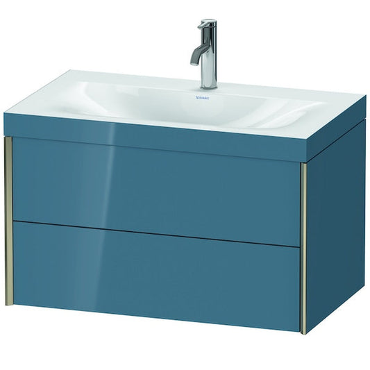 Duravit Xviu 31" x 20" x 19" Two Drawer C-Bonded Wall-Mount Vanity Kit With One Tap Hole, Stone Blue (XV4615OB147C)