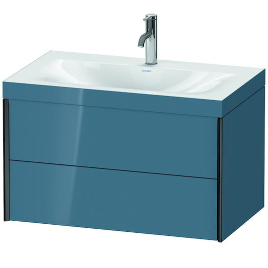 Duravit Xviu 31" x 20" x 19" Two Drawer C-Bonded Wall-Mount Vanity Kit With One Tap Hole, Stone Blue (XV4615OB247C)