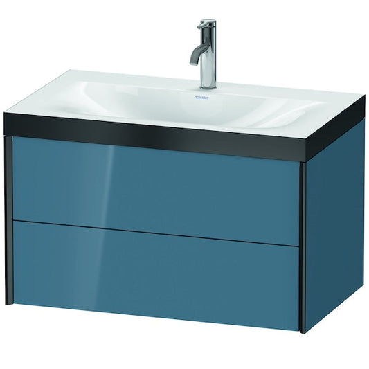 Duravit Xviu 31" x 20" x 19" Two Drawer C-Bonded Wall-Mount Vanity Kit With One Tap Hole, Stone Blue (XV4615OB247P)