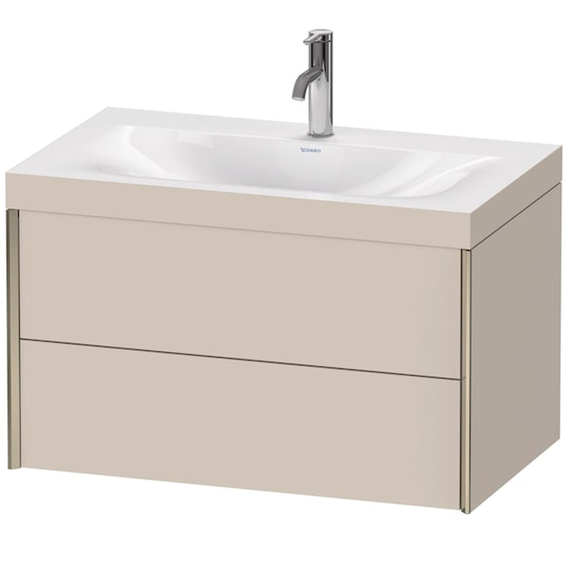 Duravit Xviu 31" x 20" x 19" Two Drawer C-Bonded Wall-Mount Vanity Kit With One Tap Hole, Taupe (XV4615OB191C)