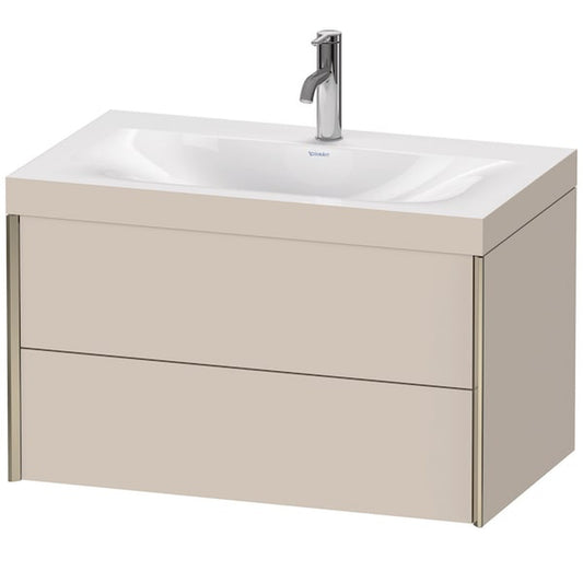 Duravit Xviu 31" x 20" x 19" Two Drawer C-Bonded Wall-Mount Vanity Kit With One Tap Hole, Taupe (XV4615OB191C)