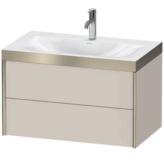 Duravit Xviu 31" x 20" x 19" Two Drawer C-Bonded Wall-Mount Vanity Kit With One Tap Hole, Taupe (XV4615OB191P)