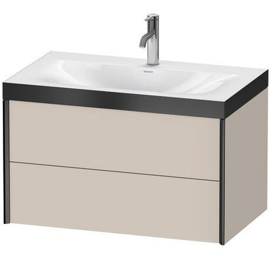 Duravit Xviu 31" x 20" x 19" Two Drawer C-Bonded Wall-Mount Vanity Kit With One Tap Hole, Taupe (XV4615OB291P)