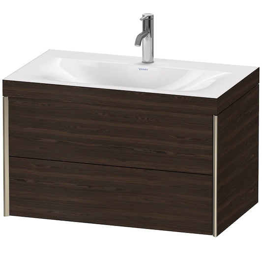 Duravit Xviu 31" x 20" x 19" Two Drawer C-Bonded Wall-Mount Vanity Kit With One Tap Hole, Walnut Brushed (XV4615OB169C)