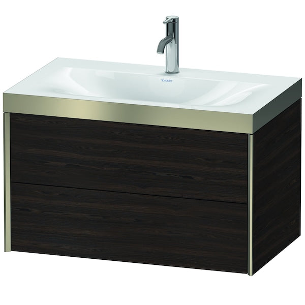 Duravit Xviu 31" x 20" x 19" Two Drawer C-Bonded Wall-Mount Vanity Kit With One Tap Hole, Walnut Brushed (XV4615OB169P)