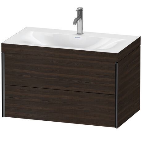 Duravit Xviu 31" x 20" x 19" Two Drawer C-Bonded Wall-Mount Vanity Kit With One Tap Hole, Walnut Brushed (XV4615OB269C)