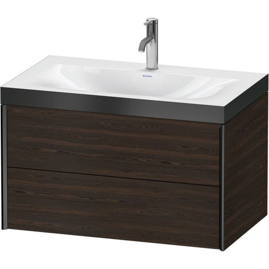 Duravit Xviu 31" x 20" x 19" Two Drawer C-Bonded Wall-Mount Vanity Kit With One Tap Hole, Walnut Brushed (XV4615OB269P)