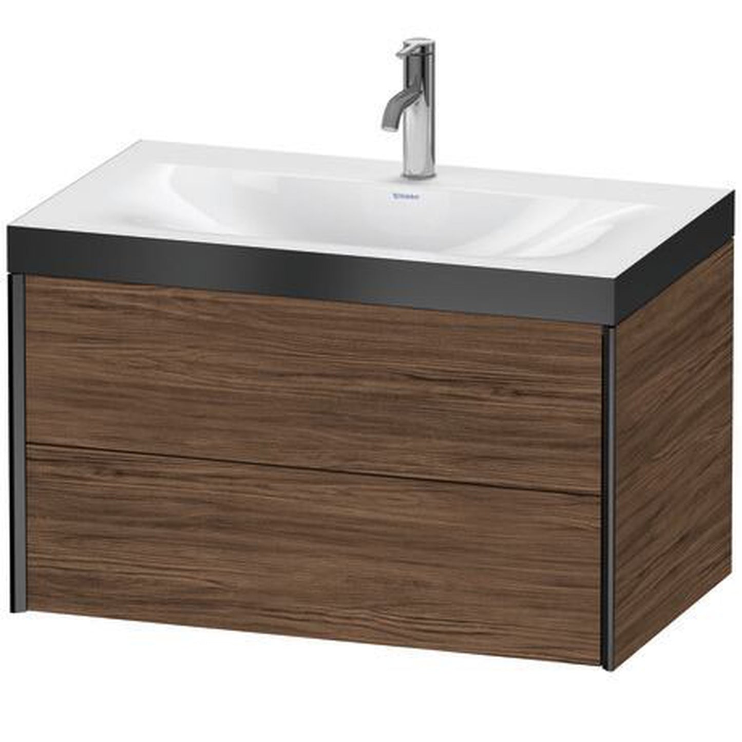 Duravit Xviu 31" x 20" x 19" Two Drawer C-Bonded Wall-Mount Vanity Kit With One Tap Hole, Walnut Dark (XV4615OB221P)