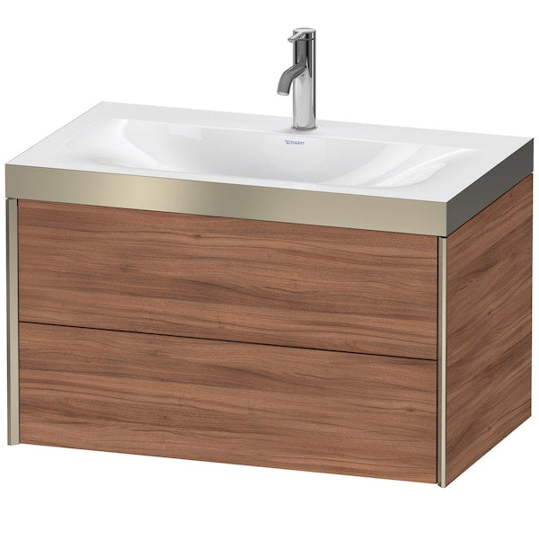 Duravit Xviu 31" x 20" x 19" Two Drawer C-Bonded Wall-Mount Vanity Kit With One Tap Hole, Walnut (XV4615OB179P)