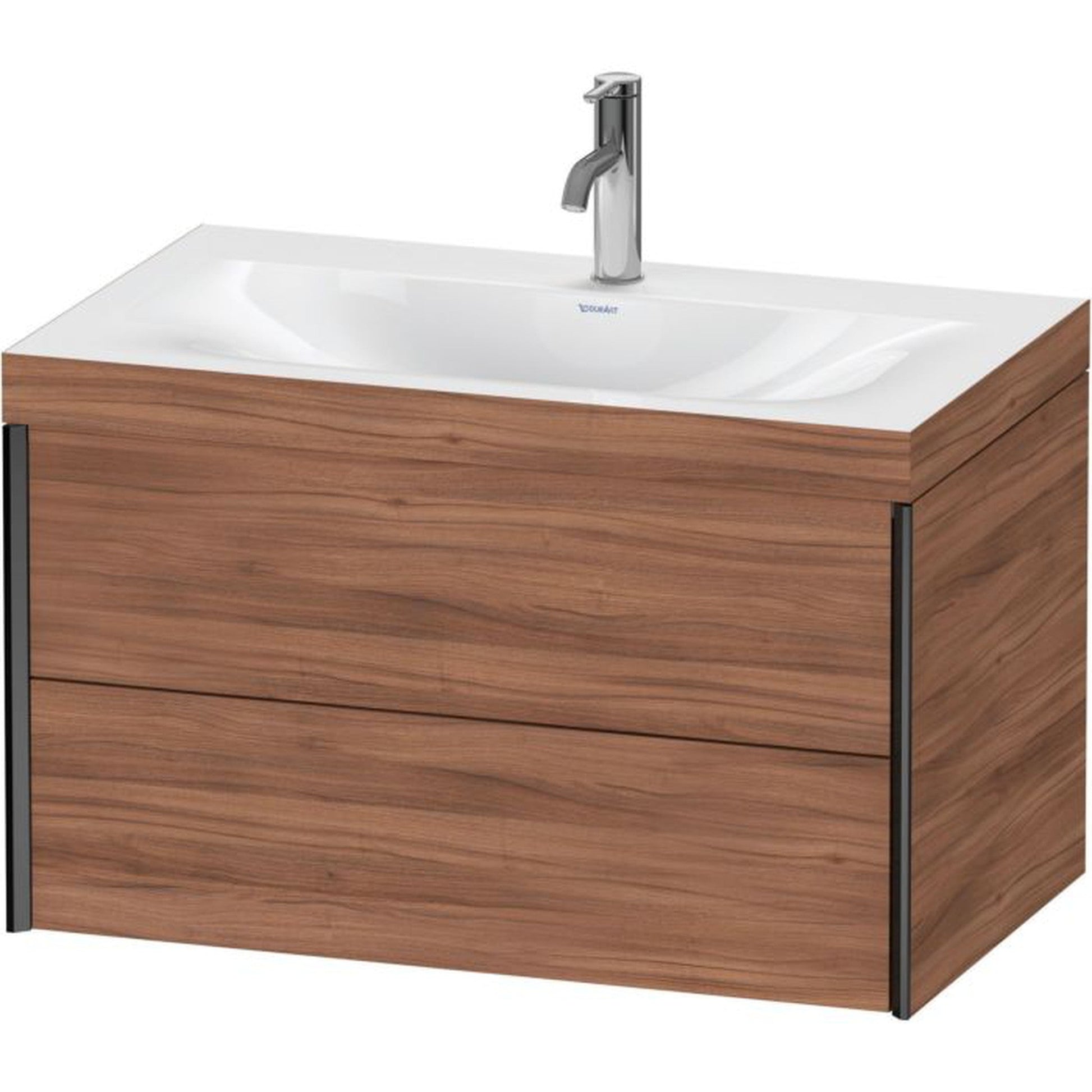 Duravit Xviu 31" x 20" x 19" Two Drawer C-Bonded Wall-Mount Vanity Kit With One Tap Hole, Walnut (XV4615OB279C)