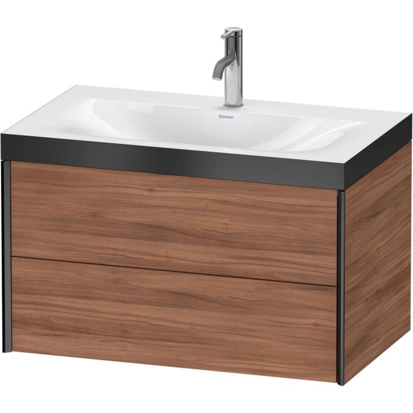 Duravit Xviu 31" x 20" x 19" Two Drawer C-Bonded Wall-Mount Vanity Kit With One Tap Hole, Walnut (XV4615OB279P)