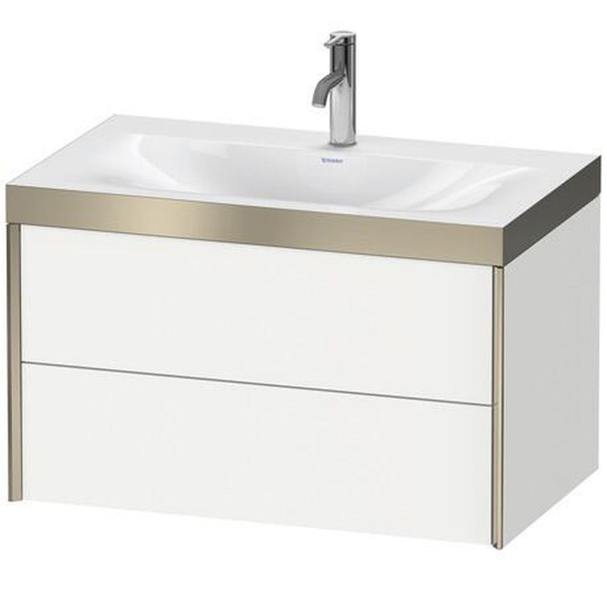 Duravit Xviu 31" x 20" x 19" Two Drawer C-Bonded Wall-Mount Vanity Kit With One Tap Hole, White (XV4615OB118P)