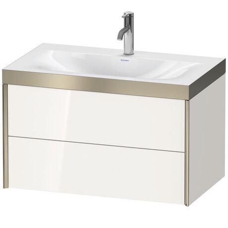 Duravit Xviu 31" x 20" x 19" Two Drawer C-Bonded Wall-Mount Vanity Kit With One Tap Hole, White (XV4615OB122P)