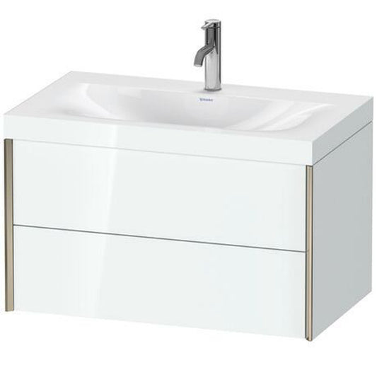 Duravit Xviu 31" x 20" x 19" Two Drawer C-Bonded Wall-Mount Vanity Kit With One Tap Hole, White (XV4615OB185C)