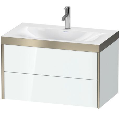 Duravit Xviu 31" x 20" x 19" Two Drawer C-Bonded Wall-Mount Vanity Kit With One Tap Hole, White (XV4615OB185P)