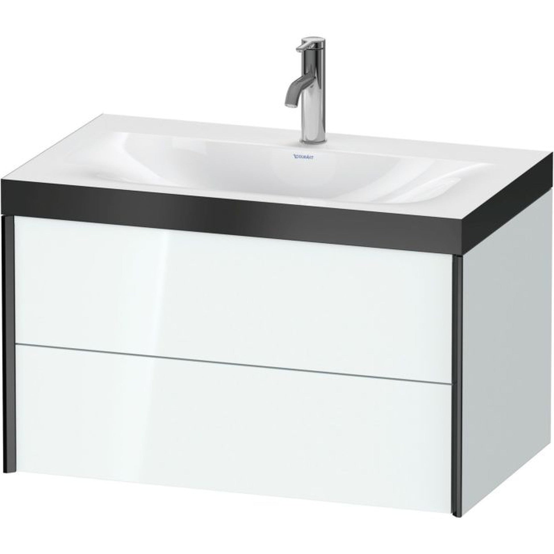 Duravit Xviu 31" x 20" x 19" Two Drawer C-Bonded Wall-Mount Vanity Kit With One Tap Hole, White (XV4615OB285P)