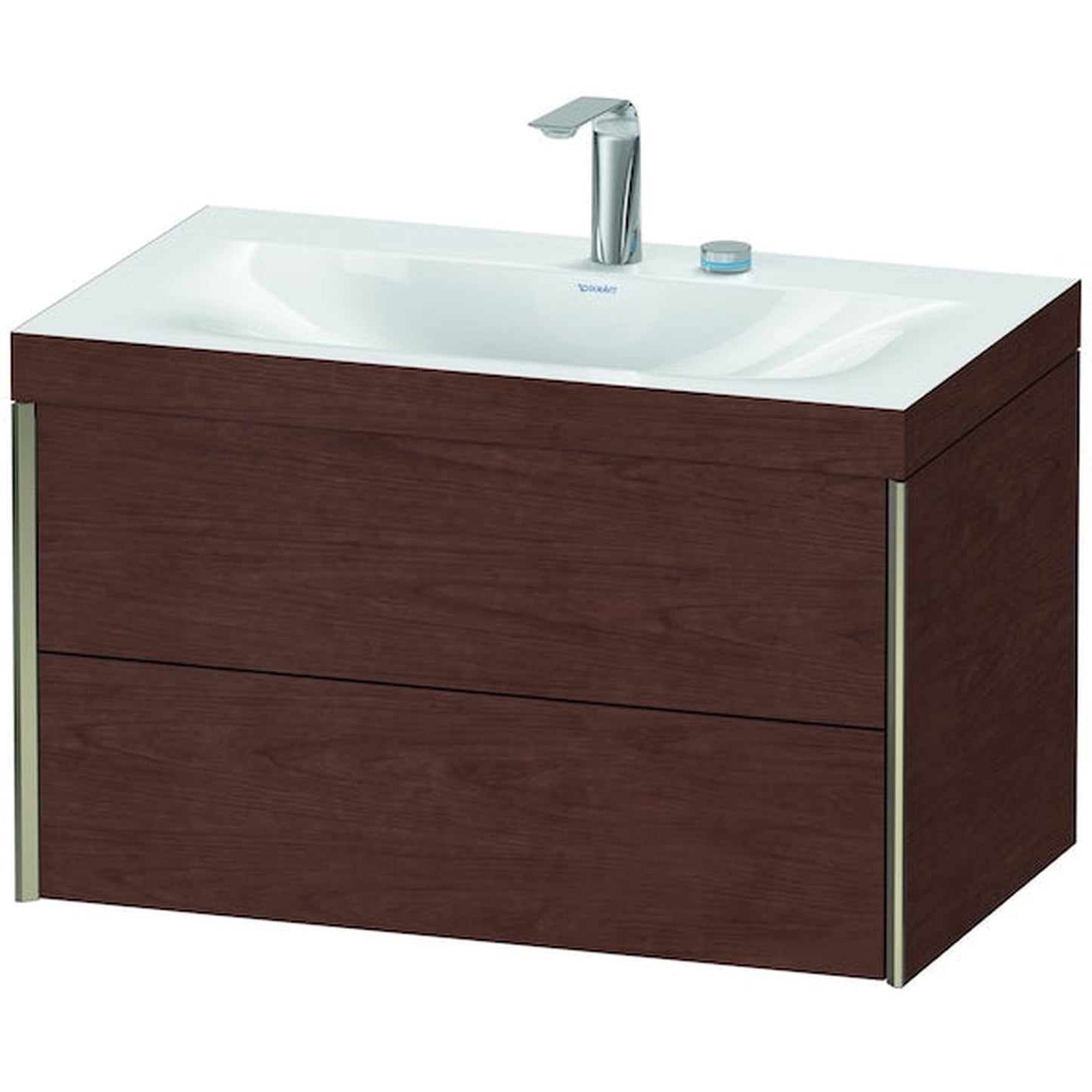 Duravit Xviu 31" x 20" x 19" Two Drawer C-Bonded Wall-Mount Vanity Kit With Two Tap Holes, American Walnut (XV4615EB113C)