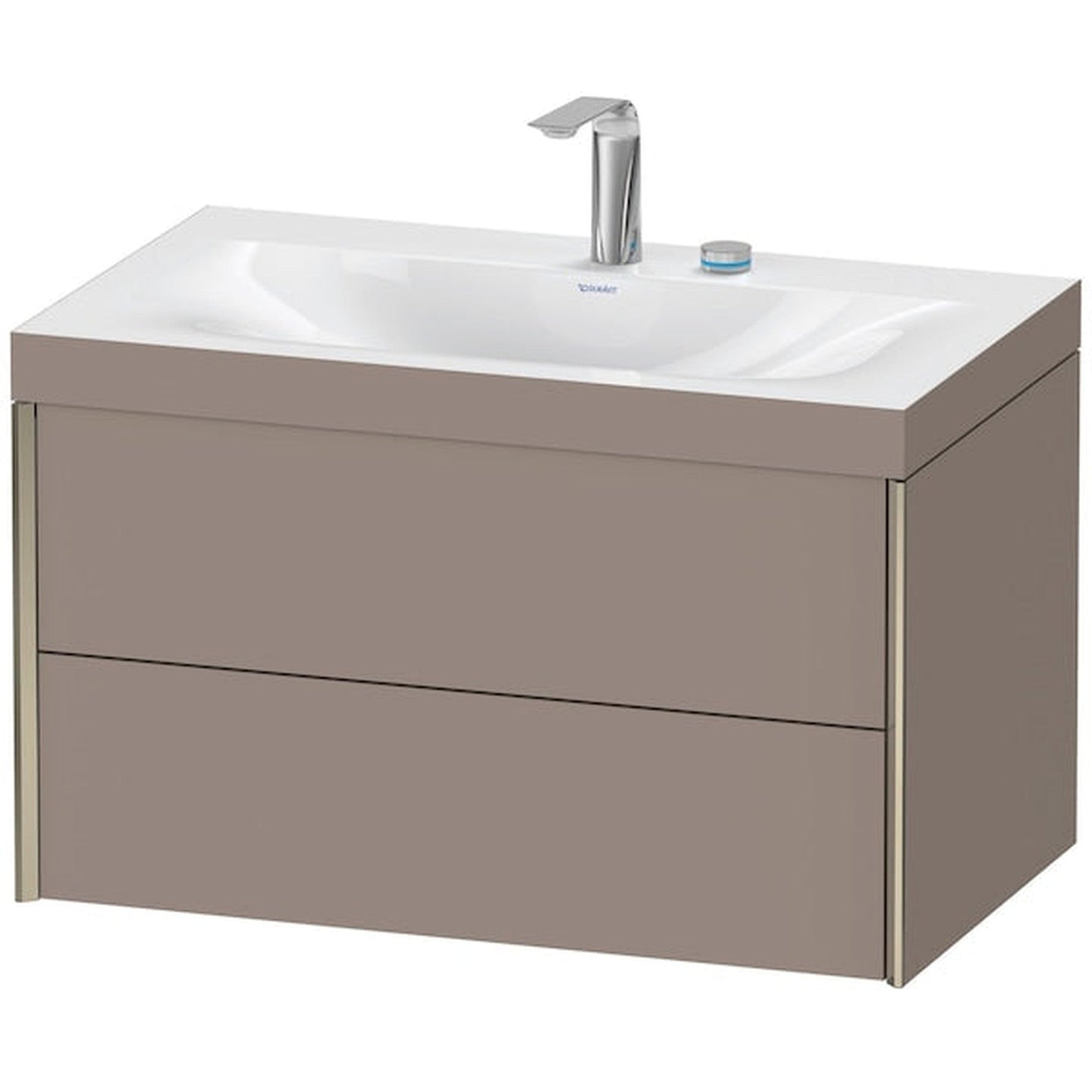 Duravit Xviu 31" x 20" x 19" Two Drawer C-Bonded Wall-Mount Vanity Kit With Two Tap Holes, Basalt (XV4615EB143C)