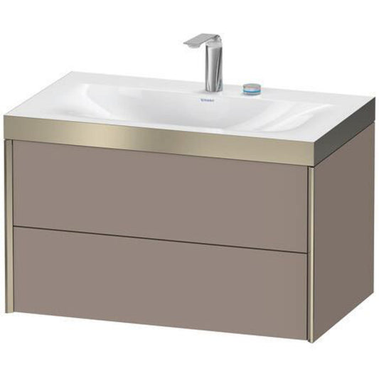 Duravit Xviu 31" x 20" x 19" Two Drawer C-Bonded Wall-Mount Vanity Kit With Two Tap Holes, Basalt (XV4615EB143P)