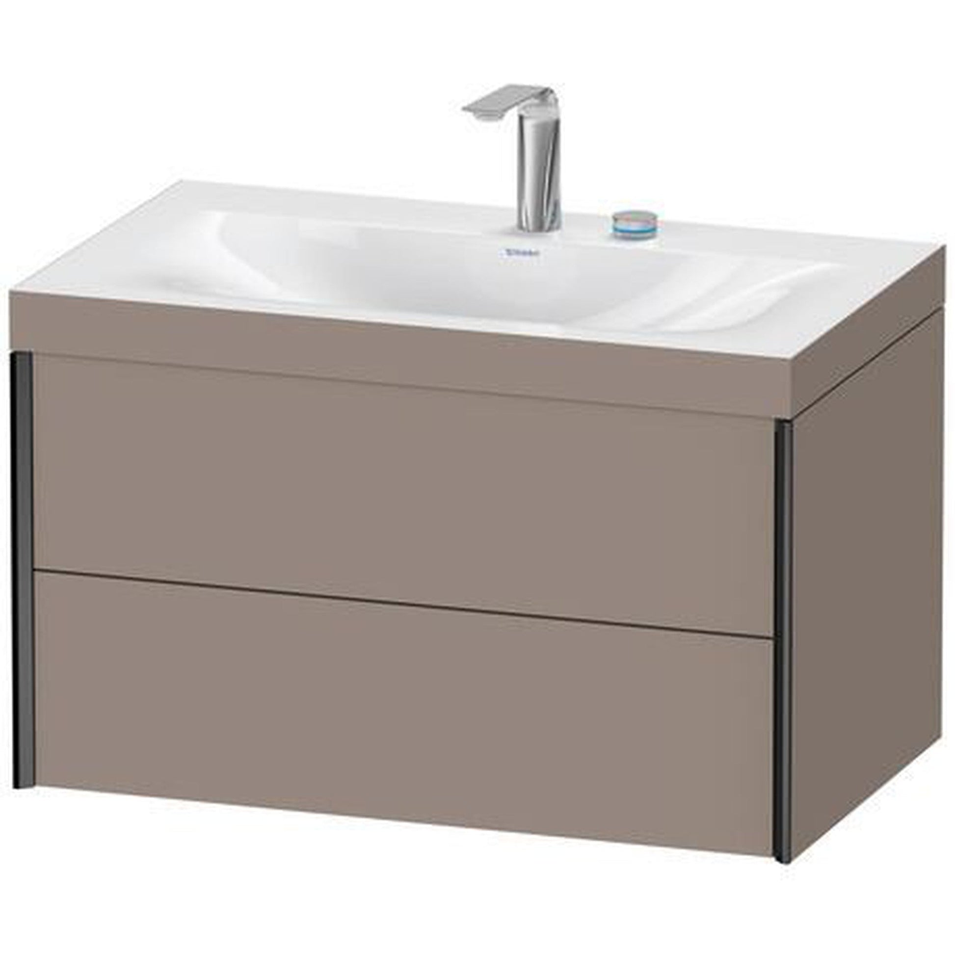 Duravit Xviu 31" x 20" x 19" Two Drawer C-Bonded Wall-Mount Vanity Kit With Two Tap Holes, Basalt (XV4615EB243C)