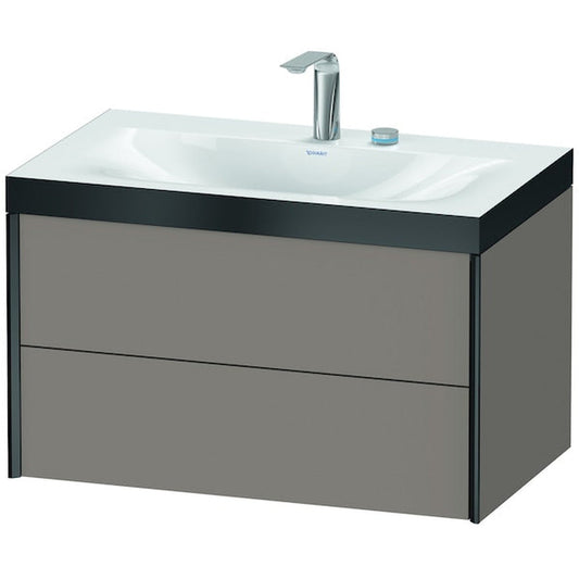 Duravit Xviu 31" x 20" x 19" Two Drawer C-Bonded Wall-Mount Vanity Kit With Two Tap Holes, Basalt (XV4615EB243P)