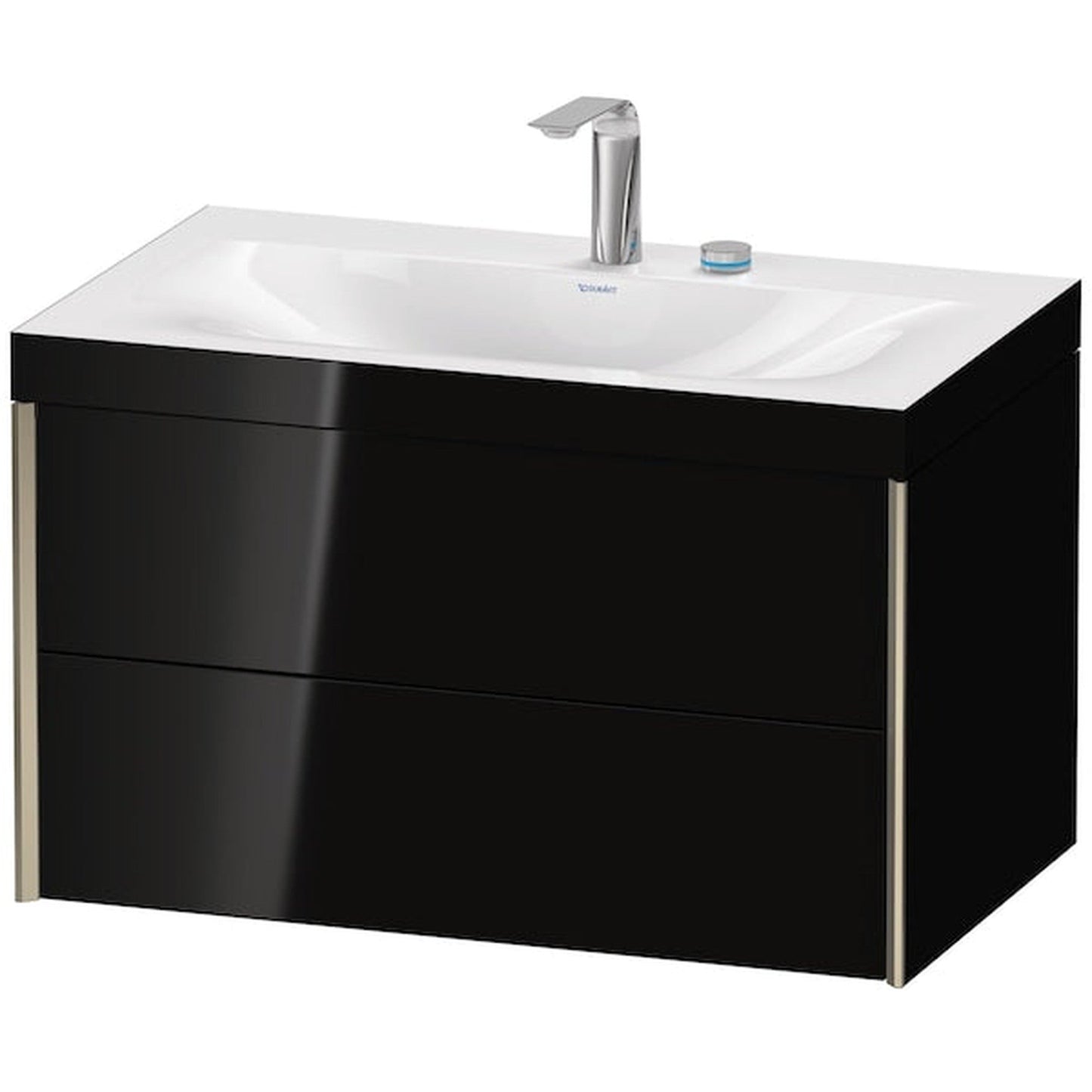 Duravit Xviu 31" x 20" x 19" Two Drawer C-Bonded Wall-Mount Vanity Kit With Two Tap Holes, Black (XV4615EB140C)