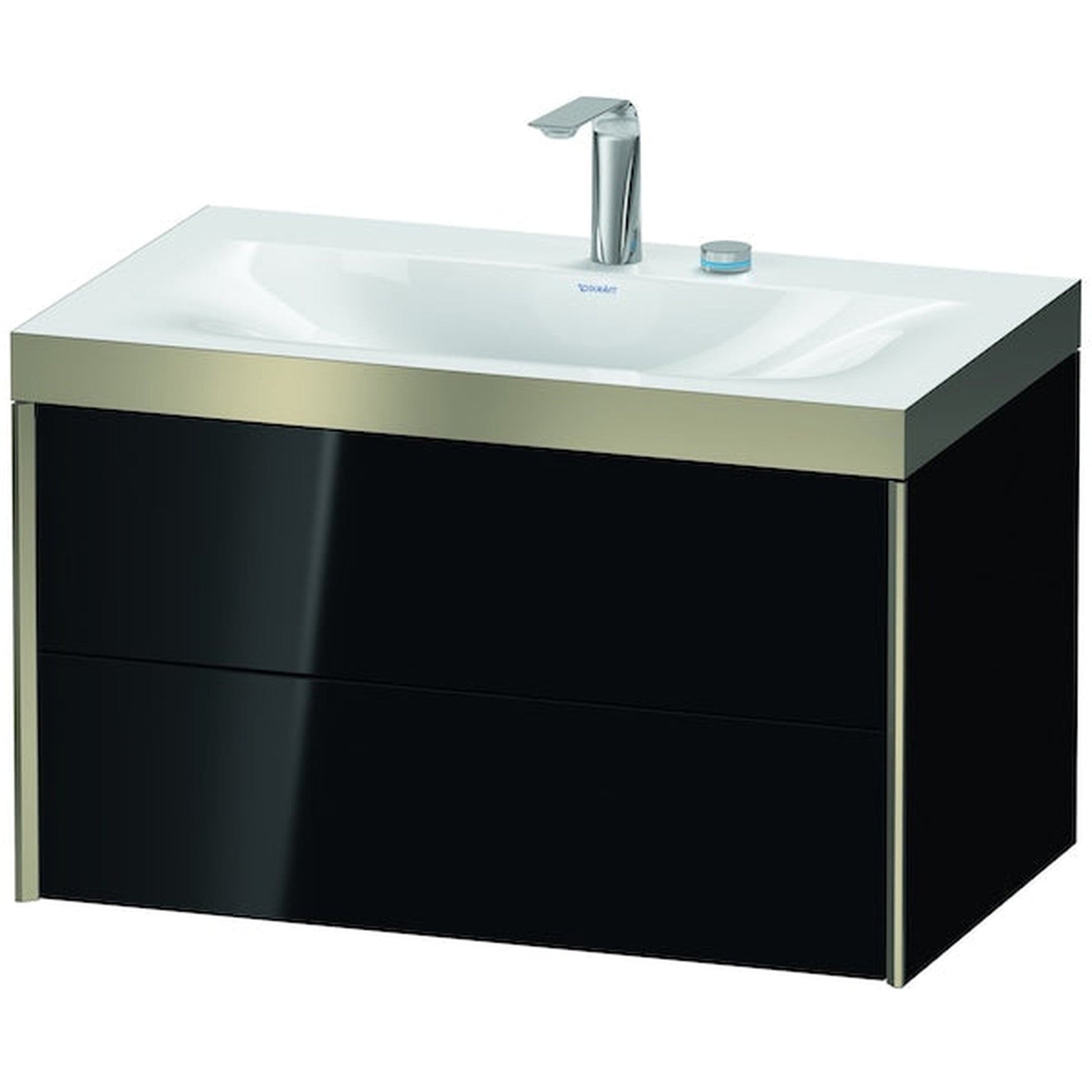 Duravit Xviu 31" x 20" x 19" Two Drawer C-Bonded Wall-Mount Vanity Kit With Two Tap Holes, Black (XV4615EB140P)