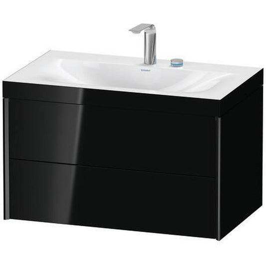 Duravit Xviu 31" x 20" x 19" Two Drawer C-Bonded Wall-Mount Vanity Kit With Two Tap Holes, Black (XV4615EB240C)