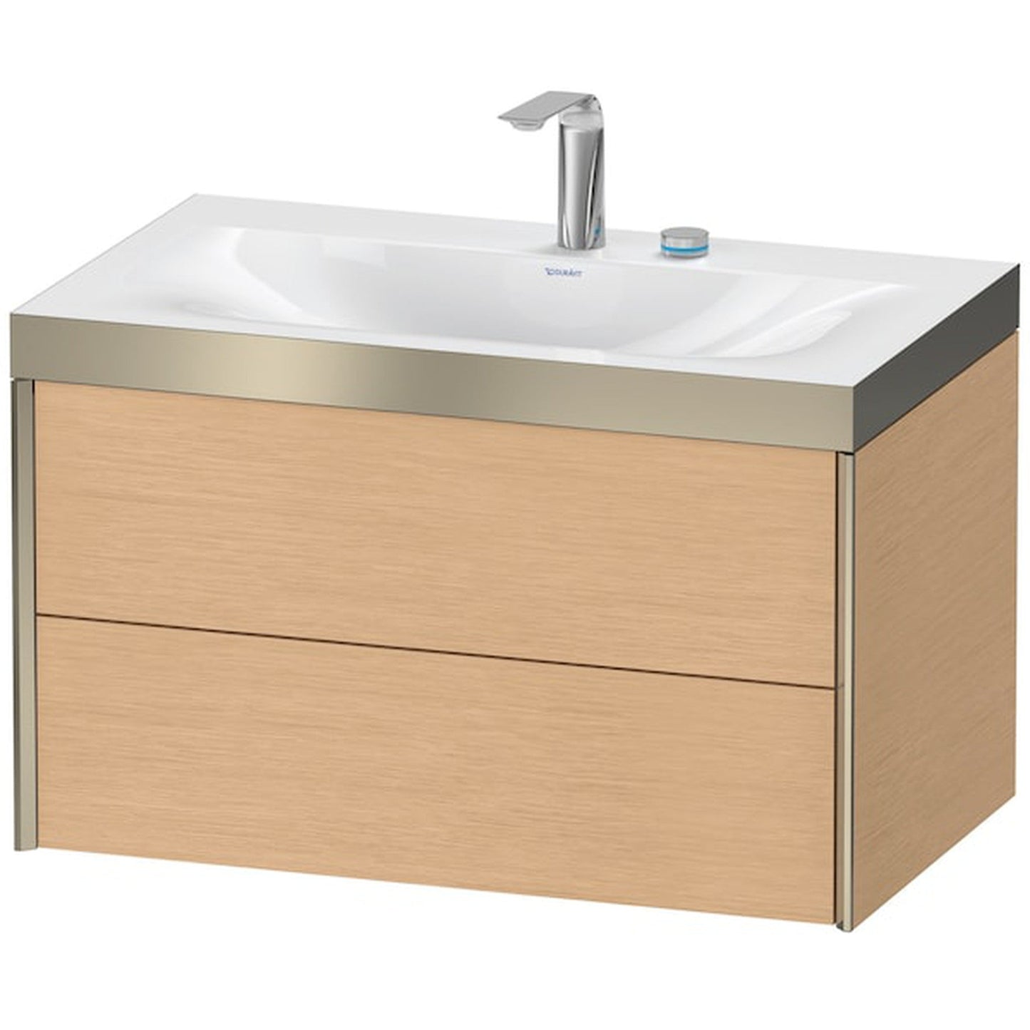 Duravit Xviu 31" x 20" x 19" Two Drawer C-Bonded Wall-Mount Vanity Kit With Two Tap Holes, Brushed Oak (XV4615EB112P)