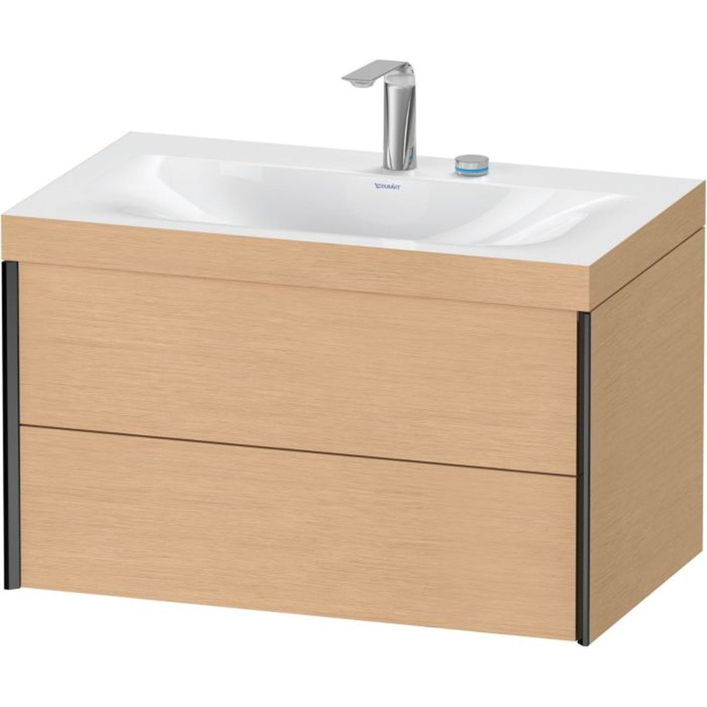 Duravit Xviu 31" x 20" x 19" Two Drawer C-Bonded Wall-Mount Vanity Kit With Two Tap Holes, Brushed Oak (XV4615EB212C)