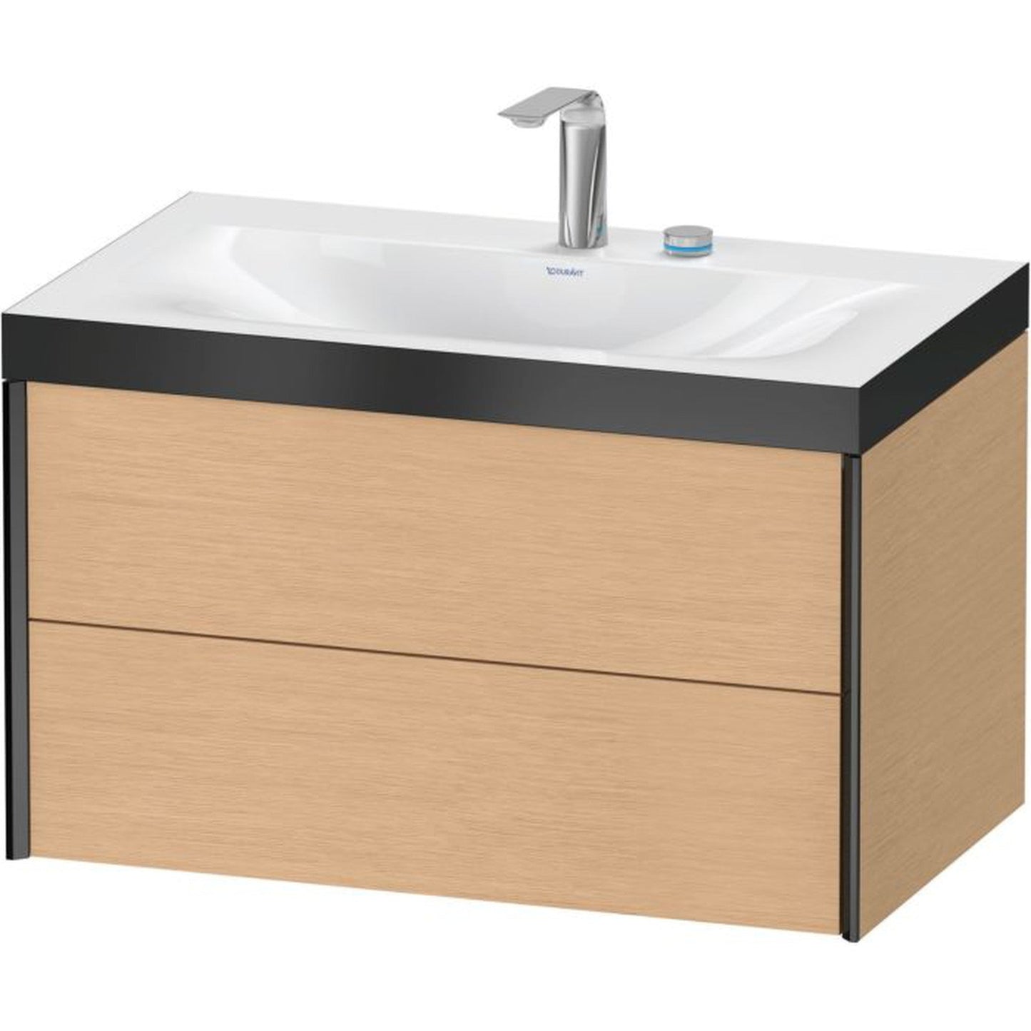 Duravit Xviu 31" x 20" x 19" Two Drawer C-Bonded Wall-Mount Vanity Kit With Two Tap Holes, Brushed Oak (XV4615EB212P)