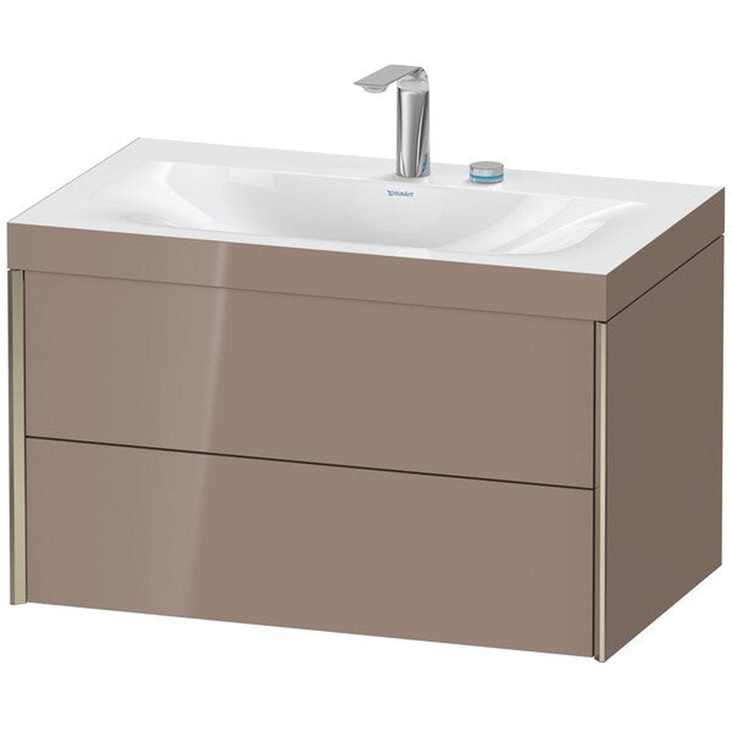 Duravit Xviu 31" x 20" x 19" Two Drawer C-Bonded Wall-Mount Vanity Kit With Two Tap Holes, Cappuccino (XV4615EB186C)