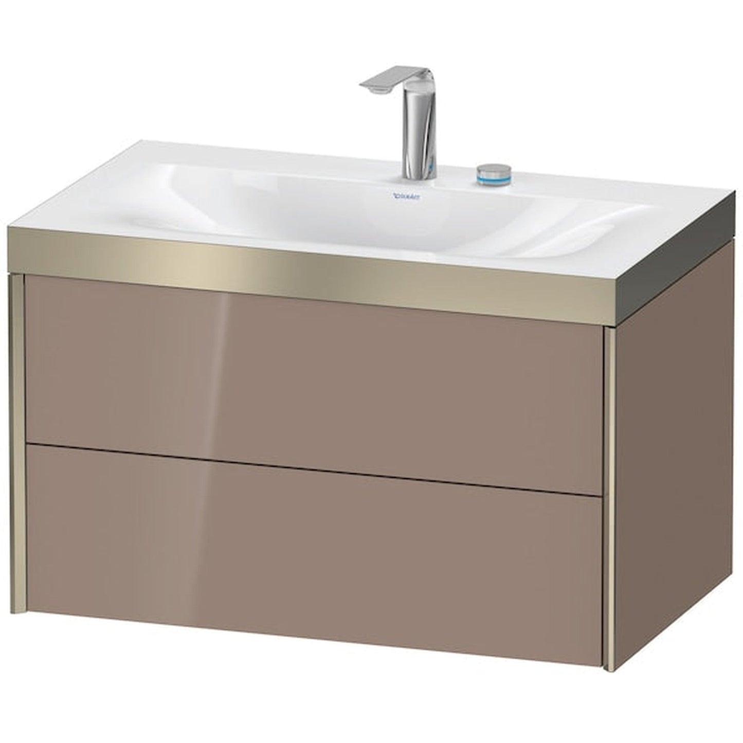 Duravit Xviu 31" x 20" x 19" Two Drawer C-Bonded Wall-Mount Vanity Kit With Two Tap Holes, Cappuccino (XV4615EB186P)
