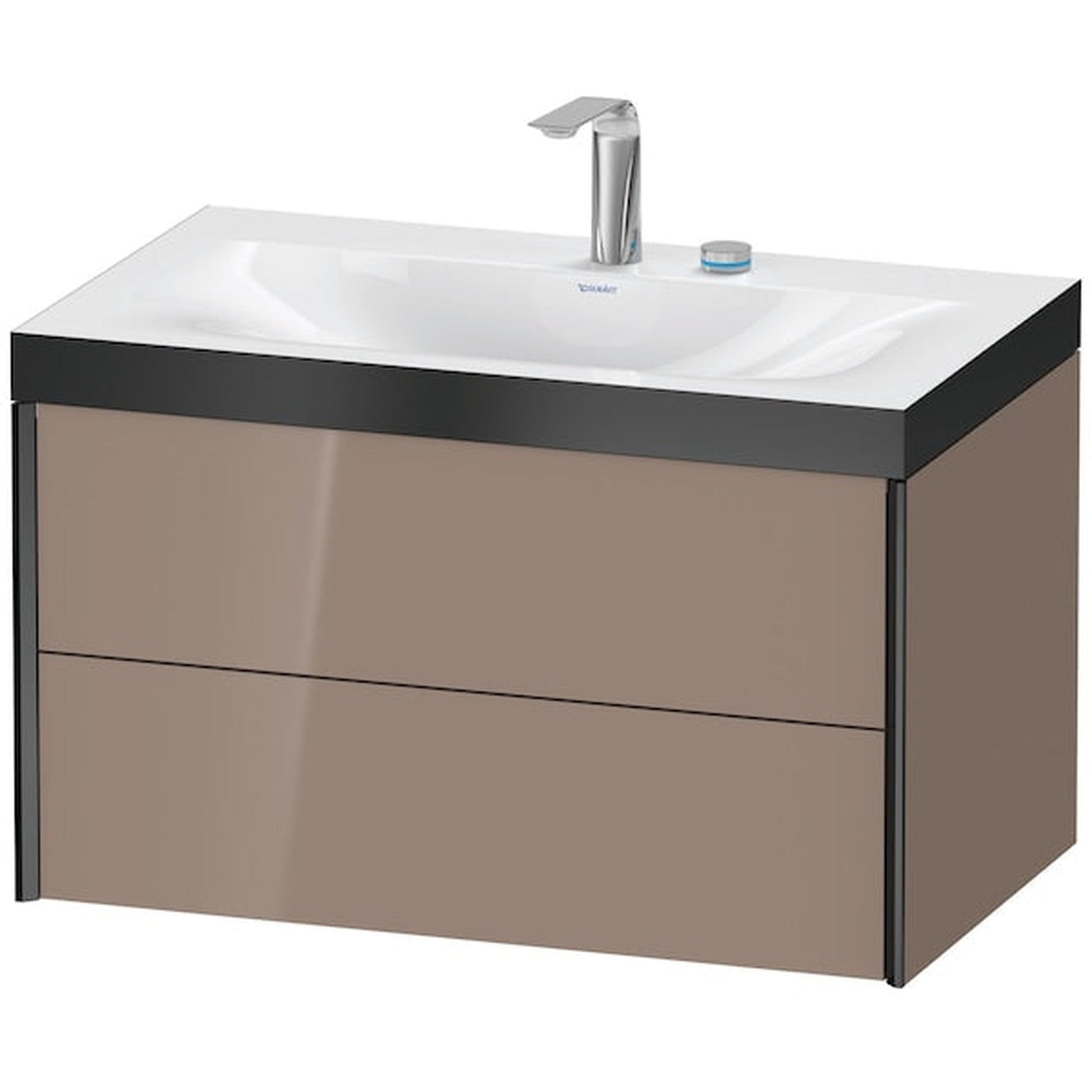 Duravit Xviu 31" x 20" x 19" Two Drawer C-Bonded Wall-Mount Vanity Kit With Two Tap Holes, Cappuccino (XV4615EB286P)