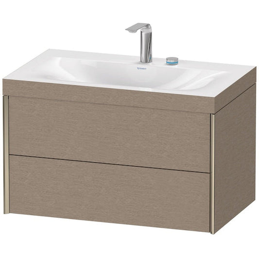 Duravit Xviu 31" x 20" x 19" Two Drawer C-Bonded Wall-Mount Vanity Kit With Two Tap Holes, Cashmere Oak (XV4615EB111C)