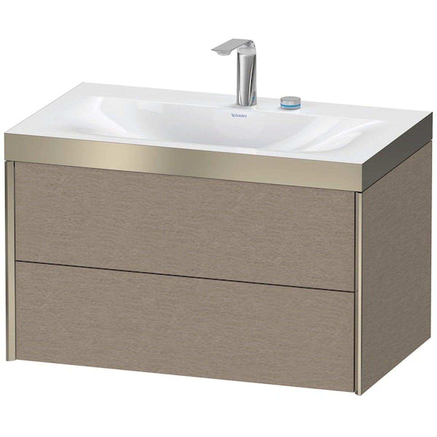 Duravit Xviu 31" x 20" x 19" Two Drawer C-Bonded Wall-Mount Vanity Kit With Two Tap Holes, Cashmere Oak (XV4615EB111P)