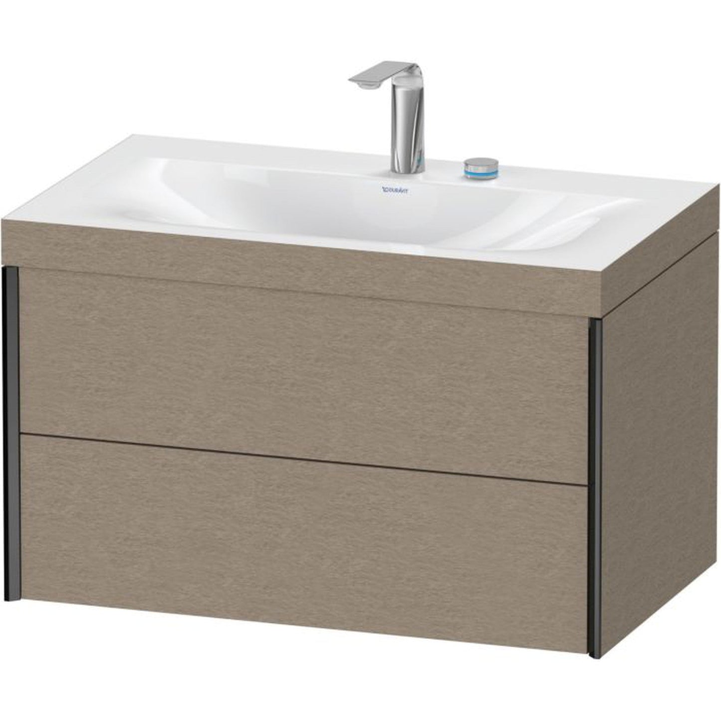 Duravit Xviu 31" x 20" x 19" Two Drawer C-Bonded Wall-Mount Vanity Kit With Two Tap Holes, Cashmere Oak (XV4615EB211C)