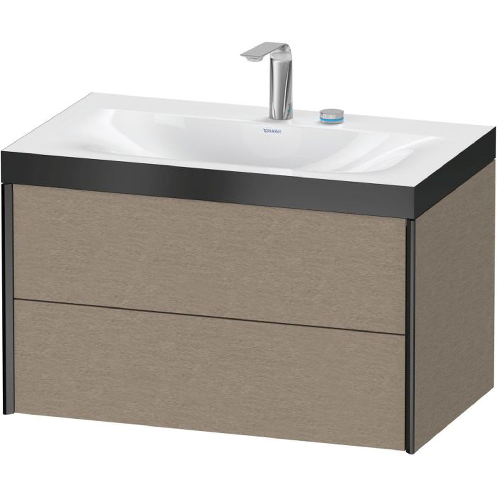 Duravit Xviu 31" x 20" x 19" Two Drawer C-Bonded Wall-Mount Vanity Kit With Two Tap Holes, Cashmere Oak (XV4615EB211P)