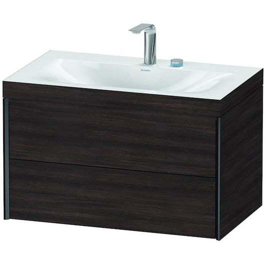 Duravit Xviu 31" x 20" x 19" Two Drawer C-Bonded Wall-Mount Vanity Kit With Two Tap Holes, Chestnut Dark (XV4615EB253C)