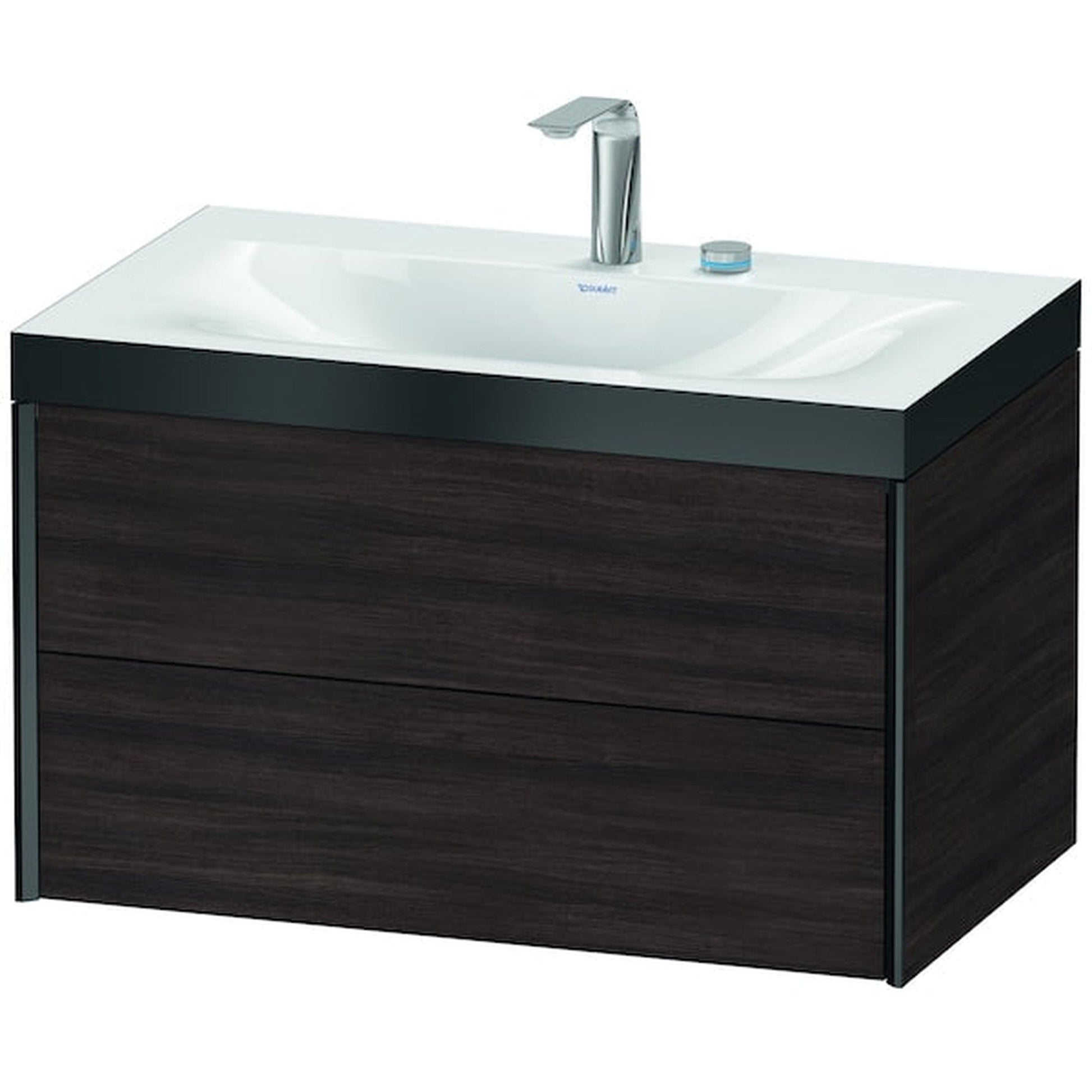 Duravit Xviu 31" x 20" x 19" Two Drawer C-Bonded Wall-Mount Vanity Kit With Two Tap Holes, Chestnut Dark (XV4615EB253P)