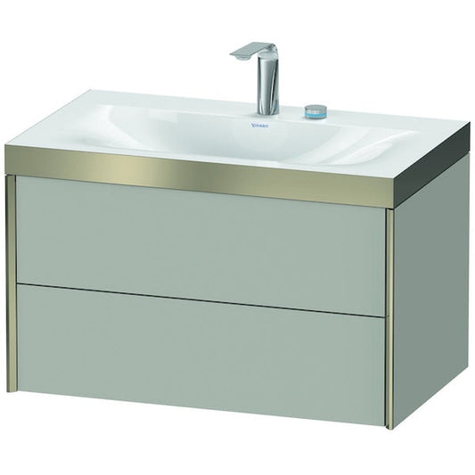 Duravit Xviu 31" x 20" x 19" Two Drawer C-Bonded Wall-Mount Vanity Kit With Two Tap Holes, Concrete Gray (XV4615EB107P)