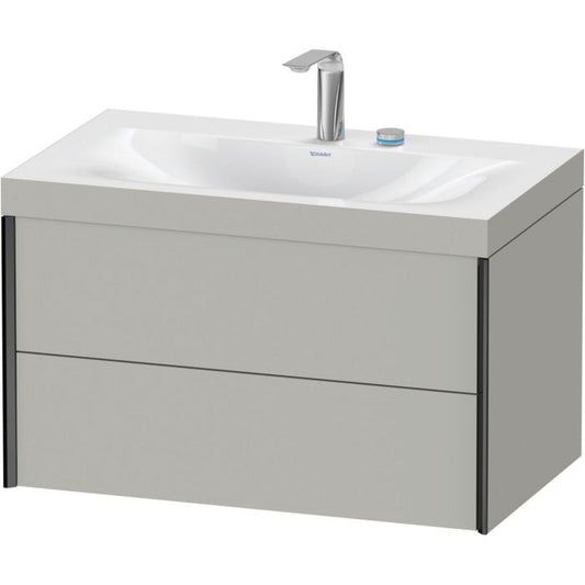 Duravit Xviu 31" x 20" x 19" Two Drawer C-Bonded Wall-Mount Vanity Kit With Two Tap Holes, Concrete Gray (XV4615EB207C)