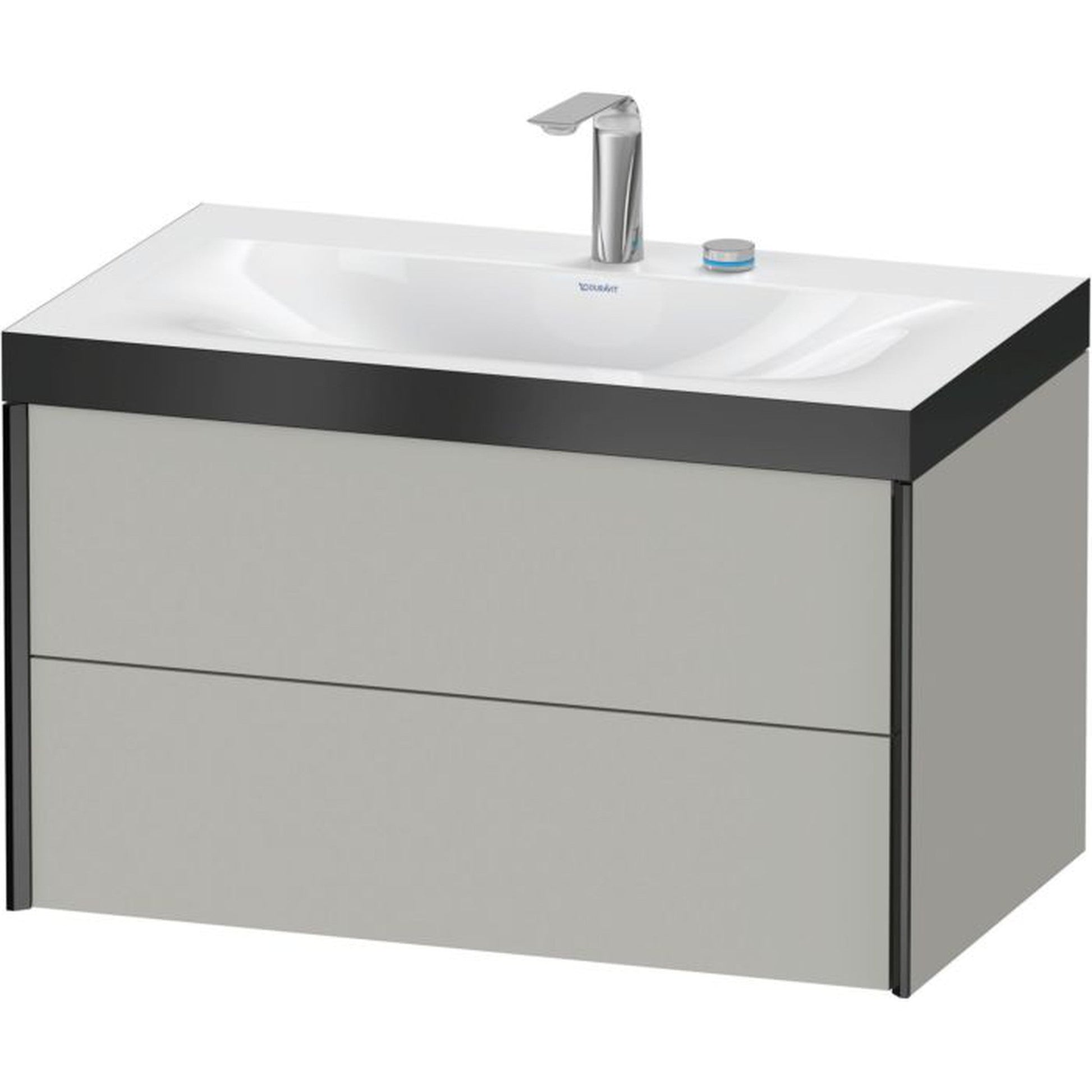 Duravit Xviu 31" x 20" x 19" Two Drawer C-Bonded Wall-Mount Vanity Kit With Two Tap Holes, Concrete Gray (XV4615EB207P)