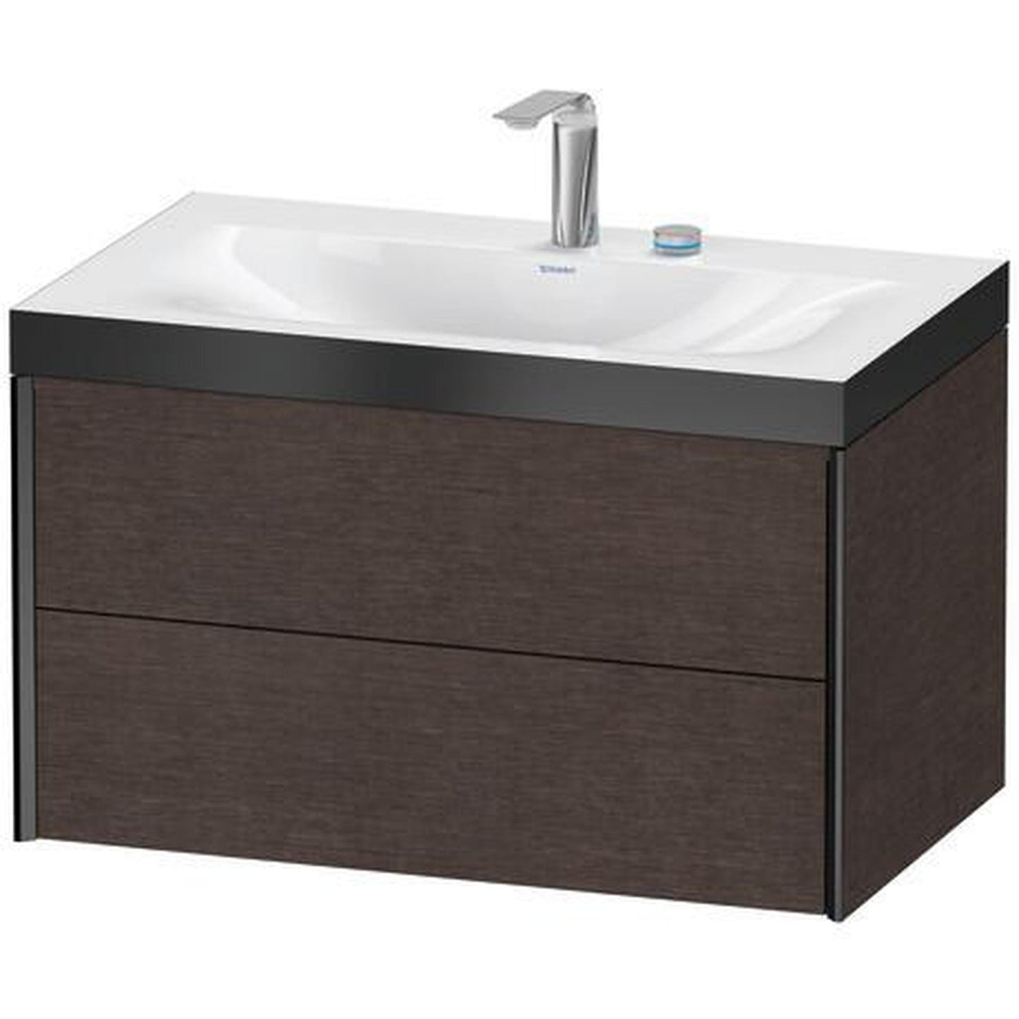 Duravit Xviu 31" x 20" x 19" Two Drawer C-Bonded Wall-Mount Vanity Kit With Two Tap Holes, Dark Brushed Oak (XV4615EB272P)