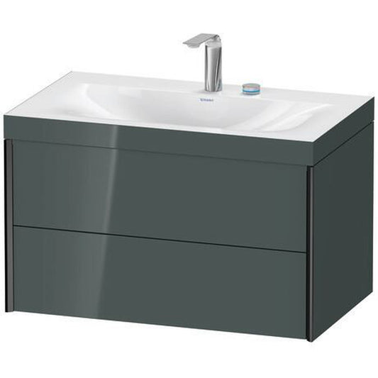 Duravit Xviu 31" x 20" x 19" Two Drawer C-Bonded Wall-Mount Vanity Kit With Two Tap Holes, Dolomite Gray (XV4615EB238C)