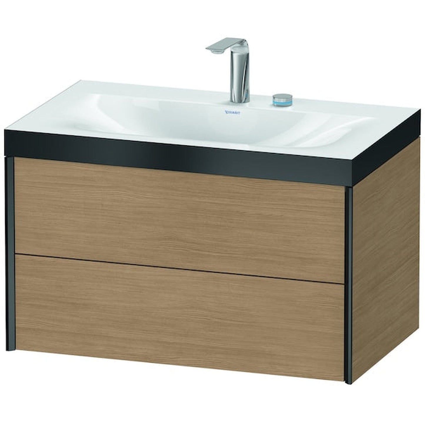 Duravit Xviu 31" x 20" x 19" Two Drawer C-Bonded Wall-Mount Vanity Kit With Two Tap Holes, European Oak (XV4615EB252P)