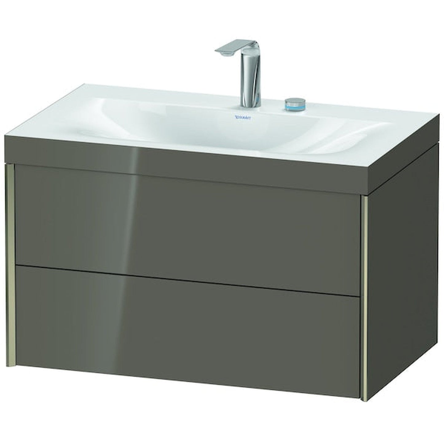 Duravit Xviu 31" x 20" x 19" Two Drawer C-Bonded Wall-Mount Vanity Kit With Two Tap Holes, Flannel Gray (XV4615EB189C)